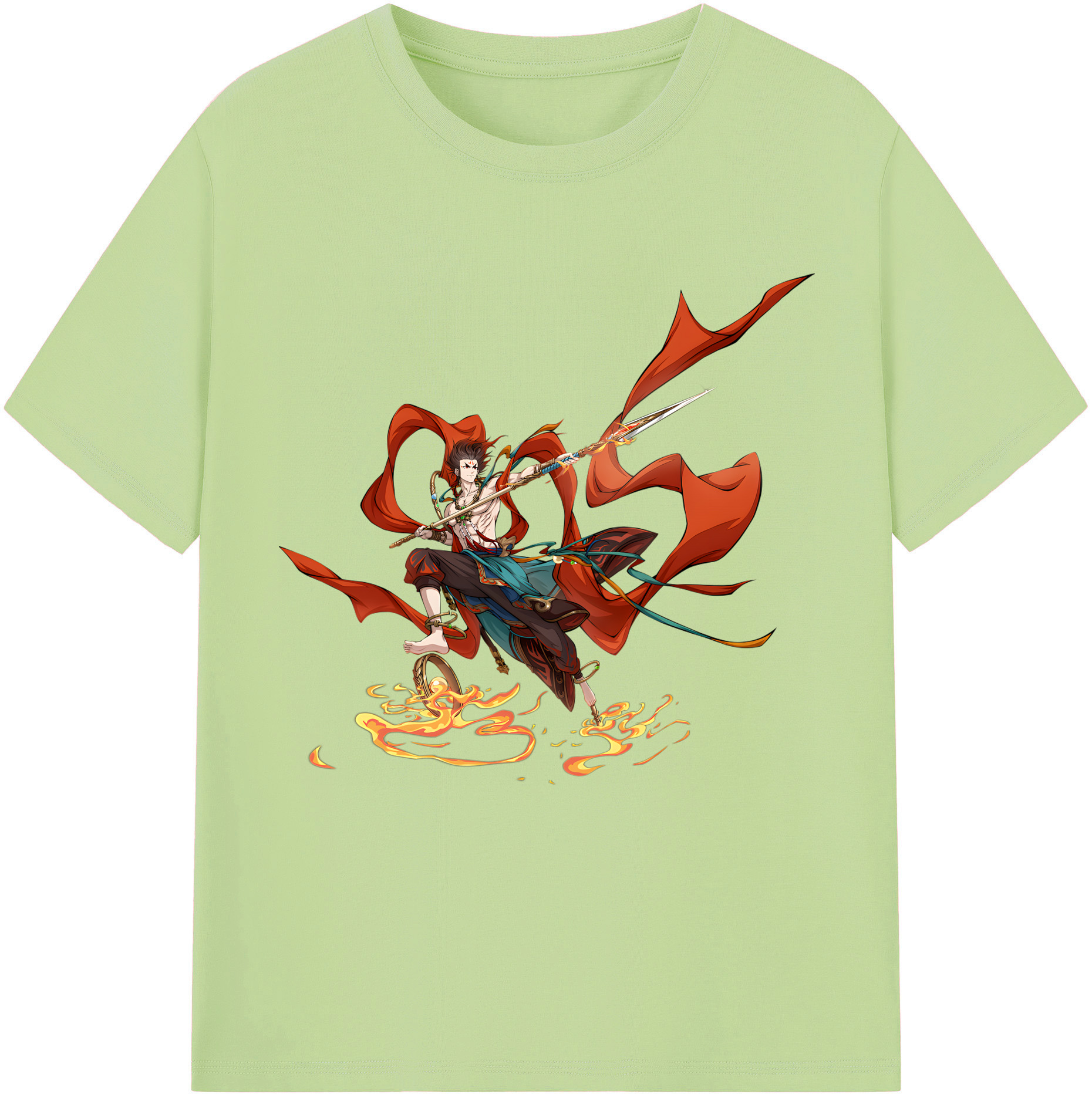 （画像用） Ne Zha 2 ナタ 魔童の大暴れ 綿100％半袖Tシャツ（フロントプリント）